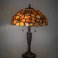 Meyda Lighting Agata 23" 2-Light Mahogany Bronze Table Lamp With Orange Stone Shade