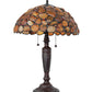 Meyda Lighting Agata 23" 2-Light Mahogany Bronze Table Lamp With Orange Stone Shade