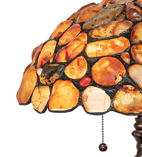 Meyda Lighting Agata 23" 2-Light Mahogany Bronze Table Lamp With Orange Stone Shade