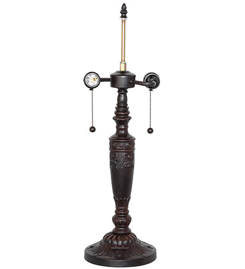 Meyda Lighting Agata 23" 2-Light Mahogany Bronze Table Lamp With Orange Stone Shade