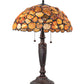 Meyda Lighting Agata 23" 2-Light Mahogany Bronze Table Lamp With Orange Stone Shade