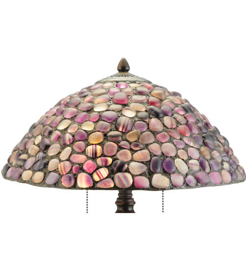 Meyda Lighting Agata 25" 2-Light Mahogany Bronze Table Lamp With Purple Earthtones Shade Glass