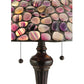 Meyda Lighting Agata 25" 2-Light Mahogany Bronze Table Lamp With Purple Earthtones Shade Glass