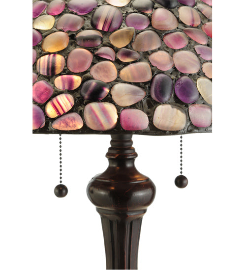 Meyda Lighting Agata 25" 2-Light Mahogany Bronze Table Lamp With Purple Earthtones Shade Glass