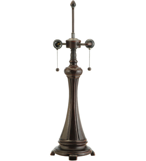 Meyda Lighting Agata 25" 2-Light Mahogany Bronze Table Lamp With Purple Earthtones Shade Glass