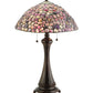 Meyda Lighting Agata 25" 2-Light Mahogany Bronze Table Lamp With Purple Earthtones Shade Glass