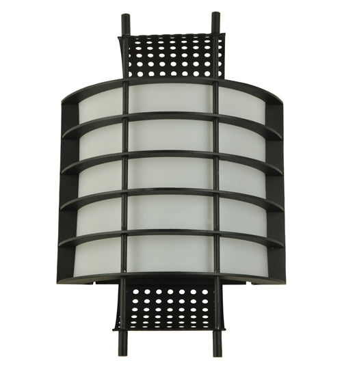 Meyda Lighting Agate 10" Black Wall Sconce With Creme Carrare Idalight Shade Glass