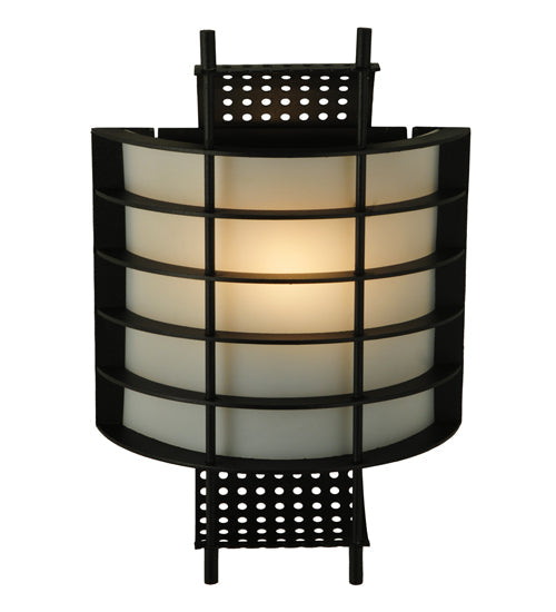 Meyda Lighting Agate 10" Black Wall Sconce With Creme Carrare Idalight Shade Glass