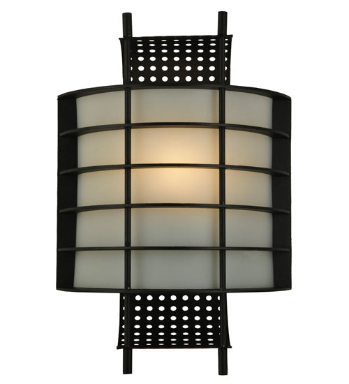 Meyda Lighting Agate 10" Black Wall Sconce With Creme Carrare Idalight Shade Glass