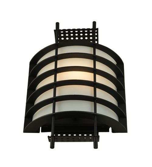 Meyda Lighting Agate 10" Black Wall Sconce With Creme Carrare Idalight Shade Glass