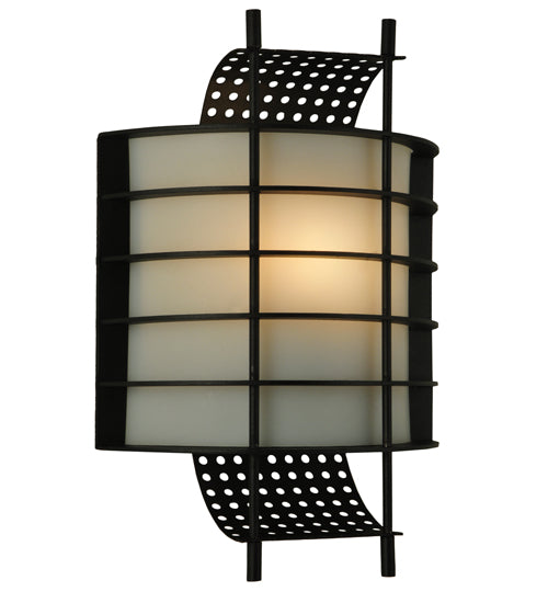 Meyda Lighting Agate 10" Black Wall Sconce With Creme Carrare Idalight Shade Glass