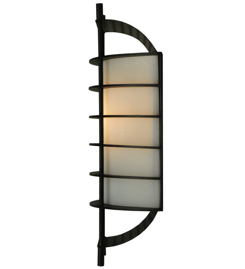 Meyda Lighting Agate 10" Black Wall Sconce With Creme Carrare Idalight Shade Glass