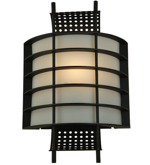 Meyda Lighting Agate 10" Black Wall Sconce With Creme Carrare Idalight Shade Glass