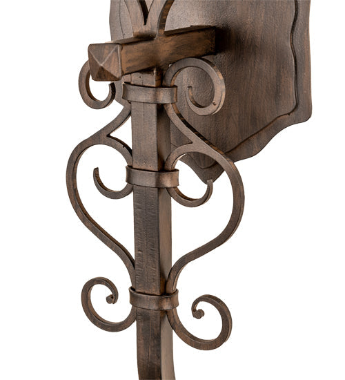 Meyda Lighting Ahriman 10" 3-Light Classic Rust Wall Sconce With Amber Faux Candlelight