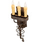Meyda Lighting Ahriman 10" 3-Light Classic Rust Wall Sconce With Amber Faux Candlelight