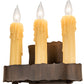 Meyda Lighting Ahriman 10" 3-Light Classic Rust Wall Sconce With Amber Faux Candlelight