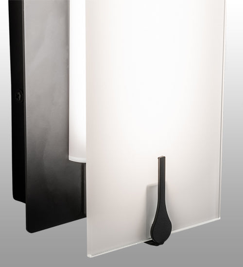 Meyda Lighting Akranes 4" Flat Black Wall Sconce With White Opal Shade Glass