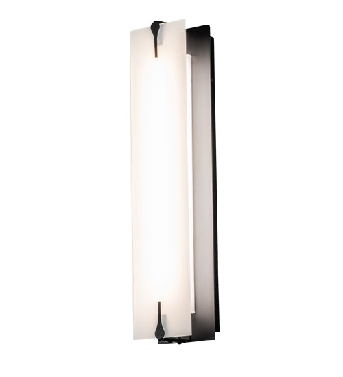 Meyda Lighting Akranes 4" Flat Black Wall Sconce With White Opal Shade Glass