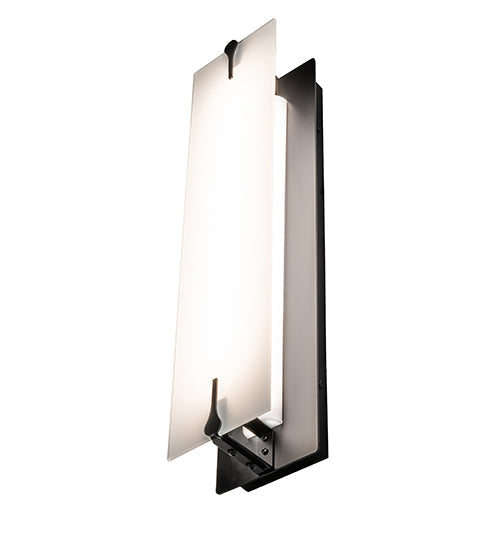 Meyda Lighting Akranes 4" Flat Black Wall Sconce With White Opal Shade Glass