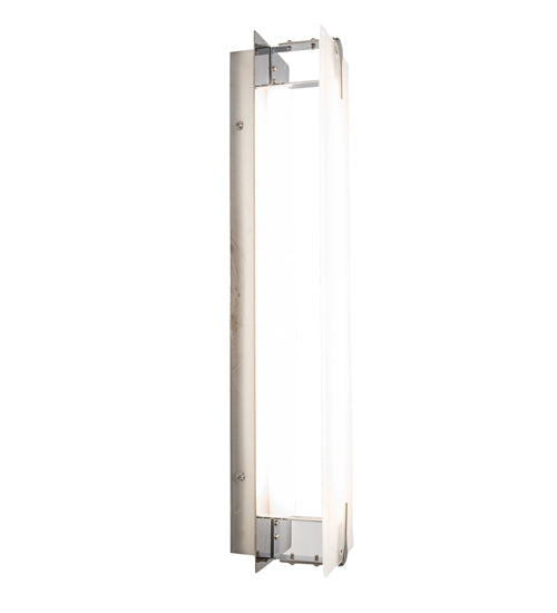 Meyda Lighting Akranes 4" LED Chrome Wall Sconce With White Opal Shade Glass