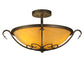 Meyda Lighting Alaine 221630 24" 3-Light Gilded Tobacco Semi-flush Mount Light With Amber Quartz Idalight Shade