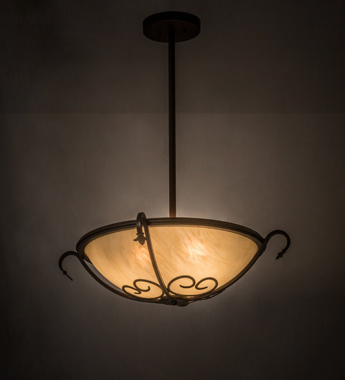 Meyda Lighting Alaine 24" 3-Light Cafe Noir Semi-flush Mount Light With Beige Sahara Taupe Idalight Shade Glass