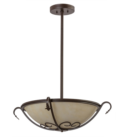 Meyda Lighting Alaine 24" 3-Light Cafe Noir Semi-flush Mount Light With Beige Sahara Taupe Idalight Shade Glass
