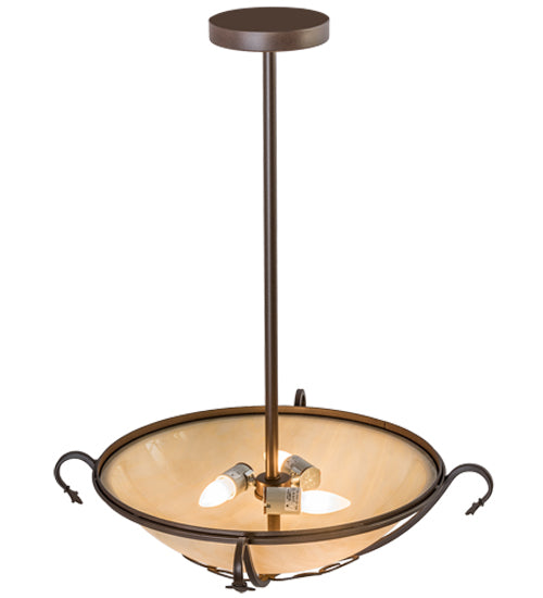 Meyda Lighting Alaine 24" 3-Light Cafe Noir Semi-flush Mount Light With Beige Sahara Taupe Idalight Shade Glass