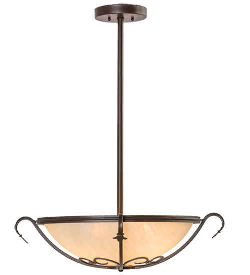 Meyda Lighting Alaine 24" 3-Light Cafe Noir Semi-flush Mount Light With Beige Sahara Taupe Idalight Shade Glass