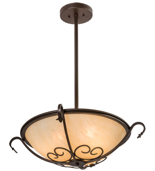 Meyda Lighting Alaine 24" 3-Light Cafe Noir Semi-flush Mount Light With Beige Sahara Taupe Idalight Shade Glass