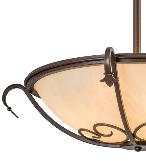 Meyda Lighting Alaine 24" 3-Light Cafe Noir Semi-flush Mount Light With Beige Sahara Taupe Idalight Shade Glass