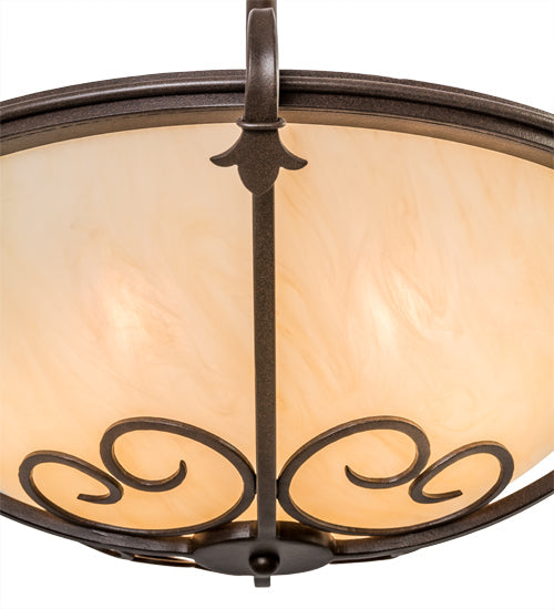 Meyda Lighting Alaine 24" 3-Light Cafe Noir Semi-flush Mount Light With Beige Sahara Taupe Idalight Shade Glass
