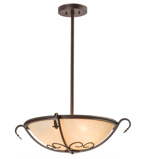 Meyda Lighting Alaine 24" 3-Light Cafe Noir Semi-flush Mount Light With Beige Sahara Taupe Idalight Shade Glass