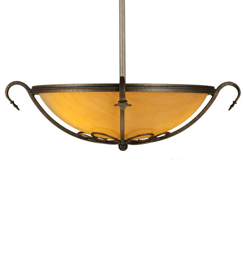 Meyda Lighting Alaine 24" 3-Light Gilded Tobacco Semi-flush Mount Light With Amber Quartz Idalight Shade
