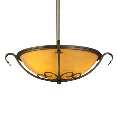 Meyda Lighting Alaine 24" 3-Light Gilded Tobacco Semi-flush Mount Light With Amber Quartz Idalight Shade