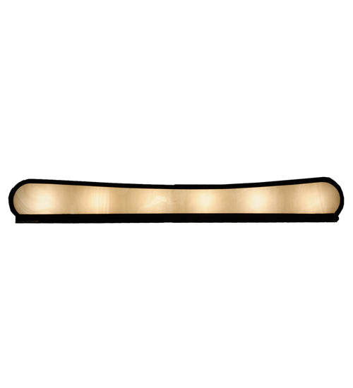 Meyda Lighting Alappuza 30" 6-Light Mirror Black Wall Sconce With Frosted Clear Shade Glass