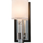 Meyda Lighting Alberta 4" Blackened Pewter & Mirror Wall Sconce With White Textrene Shade