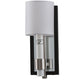 Meyda Lighting Alberta 4" Blackened Pewter & Mirror Wall Sconce With White Textrene Shade