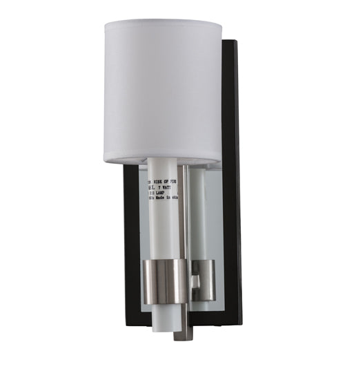 Meyda Lighting Alberta 4" Blackened Pewter & Mirror Wall Sconce With White Textrene Shade
