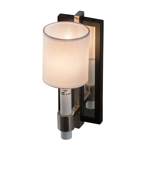 Meyda Lighting Alberta 4" Blackened Pewter & Mirror Wall Sconce With White Textrene Shade