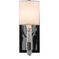 Meyda Lighting Alberta 4" Blackened Pewter & Mirror Wall Sconce With White Textrene Shade