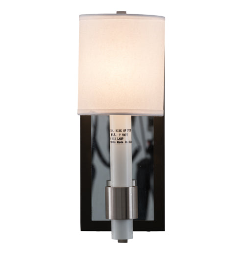 Meyda Lighting Alberta 4" Blackened Pewter & Mirror Wall Sconce With White Textrene Shade