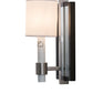 Meyda Lighting Alberta 4" Blackened Pewter & Mirror Wall Sconce With White Textrene Shade