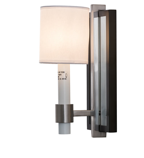 Meyda Lighting Alberta 4" Blackened Pewter & Mirror Wall Sconce With White Textrene Shade