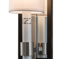 Meyda Lighting Alberta 4" Blackened Pewter & Mirror Wall Sconce With White Textrene Shade