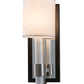 Meyda Lighting Alberta 4" Blackened Pewter & Mirror Wall Sconce With White Textrene Shade