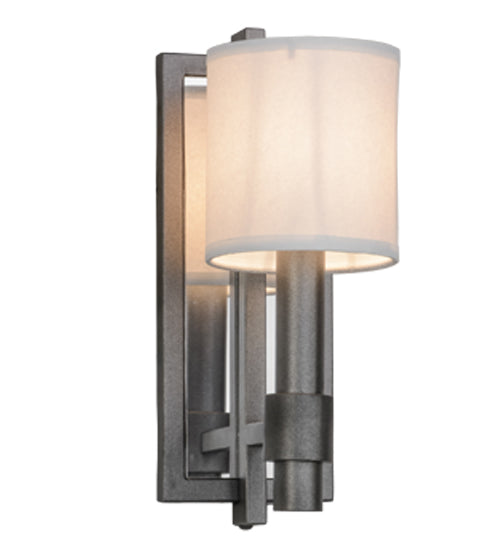 Meyda Lighting Alberta 4" Blackened Pewter Wall Sconce With White Paper And Crystal Idalight Shade