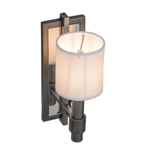 Meyda Lighting Alberta 4" Blackened Pewter Wall Sconce With White Paper And Crystal Idalight Shade