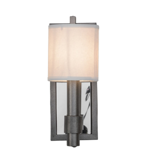 Meyda Lighting Alberta 4" Blackened Pewter Wall Sconce With White Paper And Crystal Idalight Shade