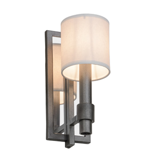 Meyda Lighting Alberta 4" Blackened Pewter Wall Sconce With White Paper And Crystal Idalight Shade